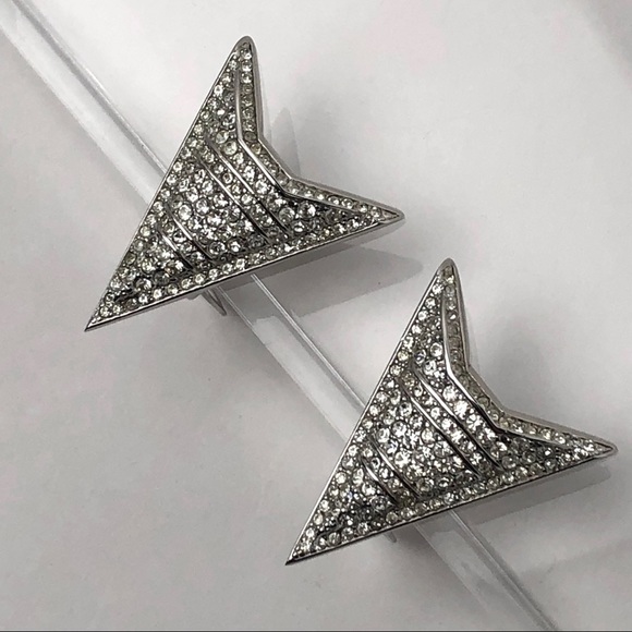 RARE VTG 80s CHRISTIAN DIOR ARROW HEAD EARRINGS - Picture 4 of 14